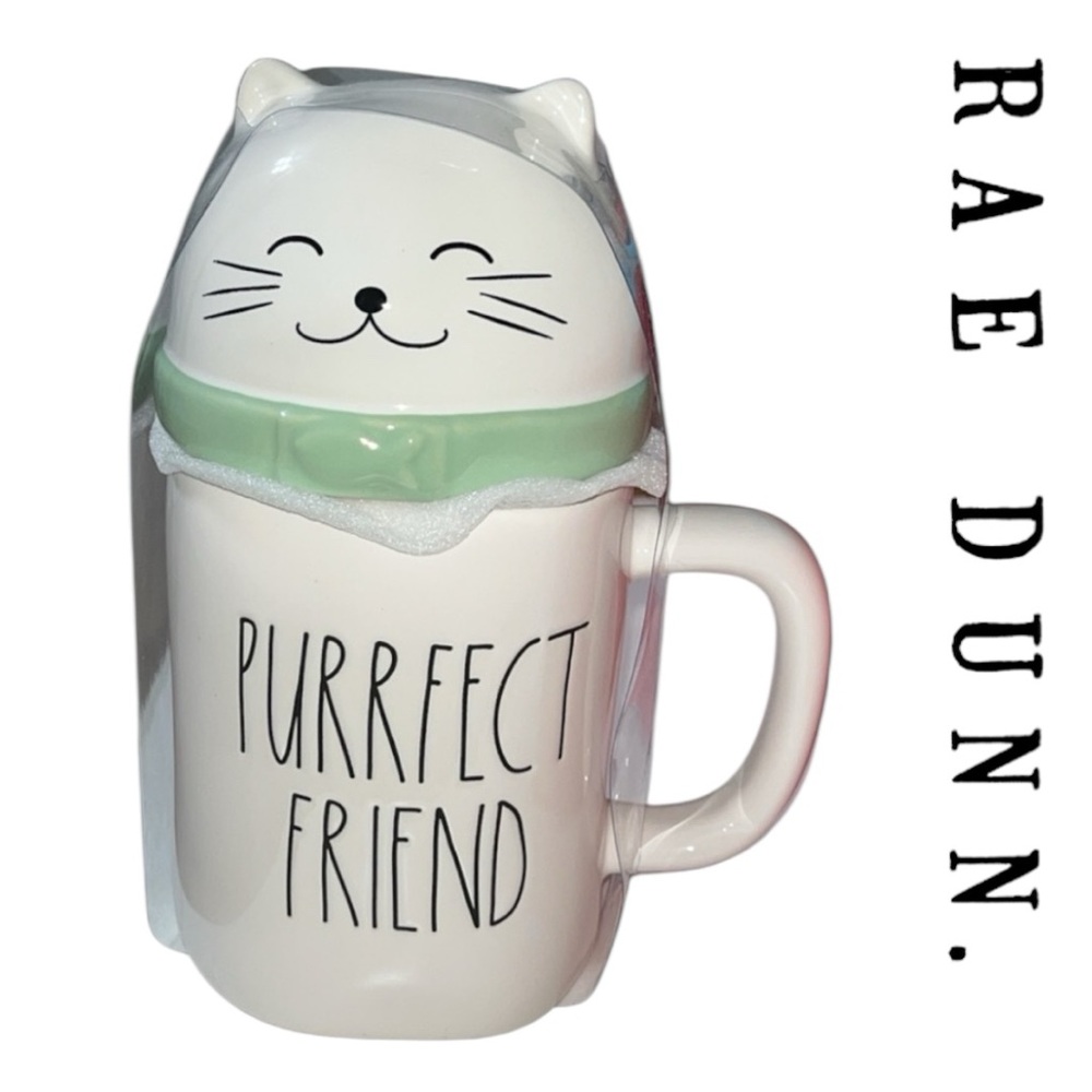 Rae Dunn “PURRFECT FRIEND” Mug w/ topper